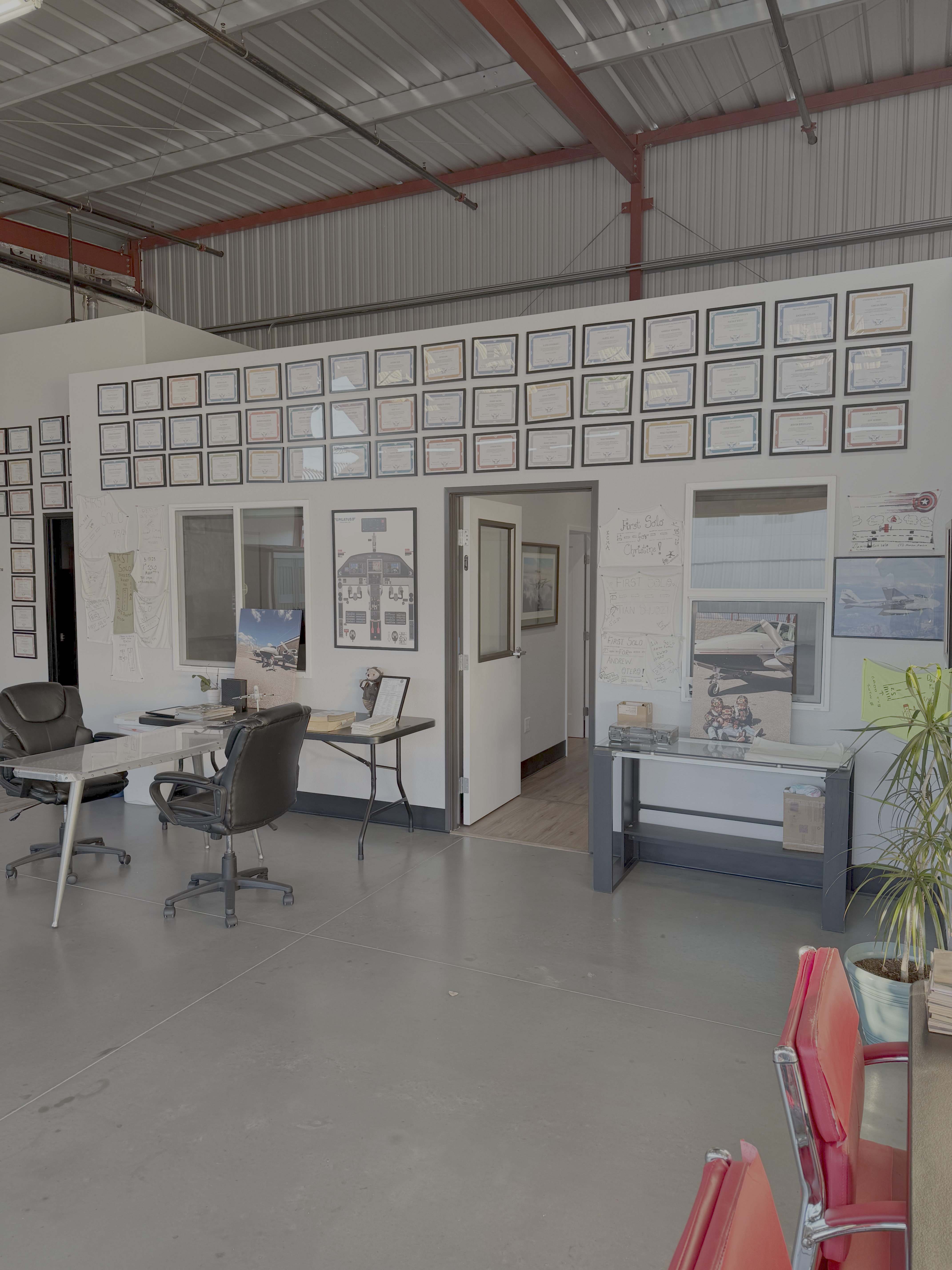 Wings Over LA's office, hangar interior